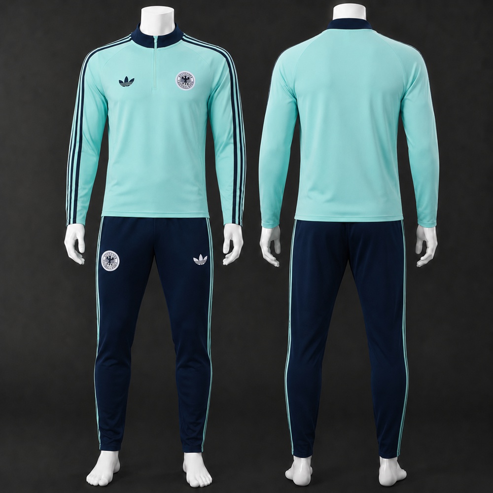 Germany 26/27 Mint Navy Retro Half Zip Tracksuit