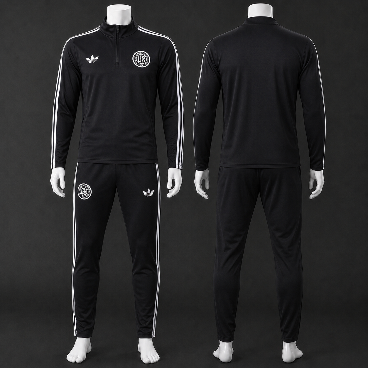 German 25/26 Black White Half Zip Tracksuit