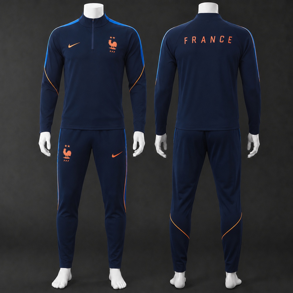 France 26/27 Navy Half Zip Tracksuit