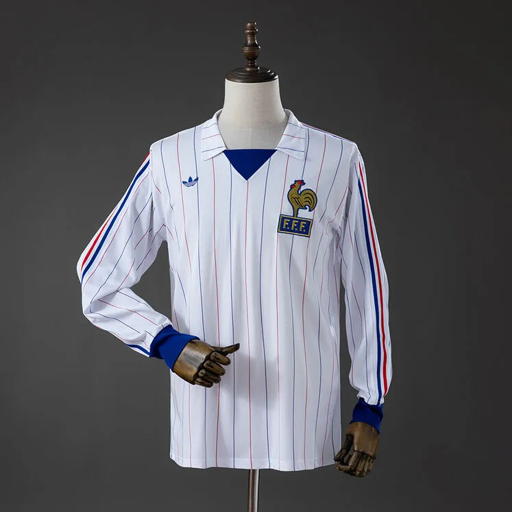 France 80/82 Away Long Sleeve Retro Jersey