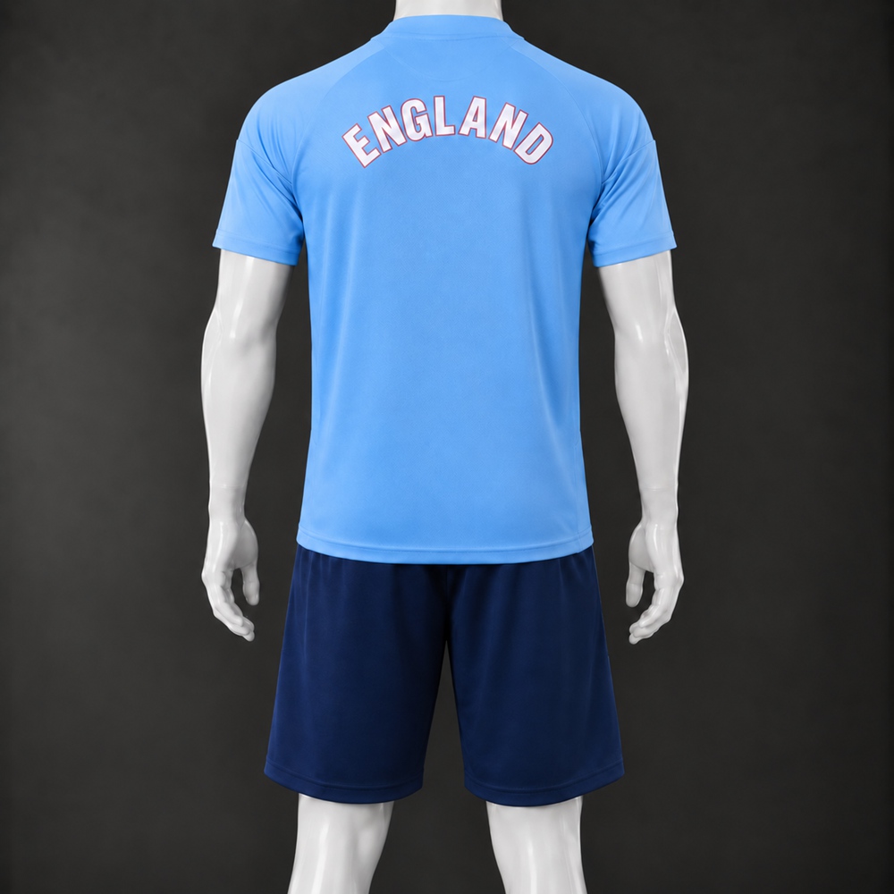 England 26/27 Light Blue Navy Short-Sleeve Shorts Set Foto 2