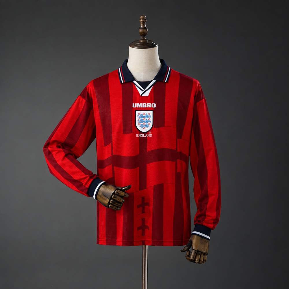 England 1998 Away Long-Sleeves Retro Jersey
