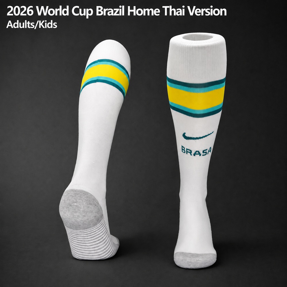 Brazil 2026 World Cup Home Thai Version Adults-Kids White Green Yellow