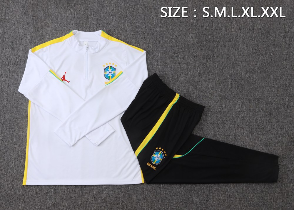 Brazil 26/27 White Green Yellow Half Zip Tracksuit Foto 2