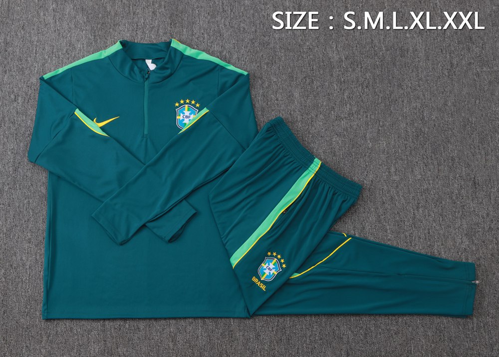 Brazil 26/27 Teal Green Yellow Half Zip Tracksuit Foto 2