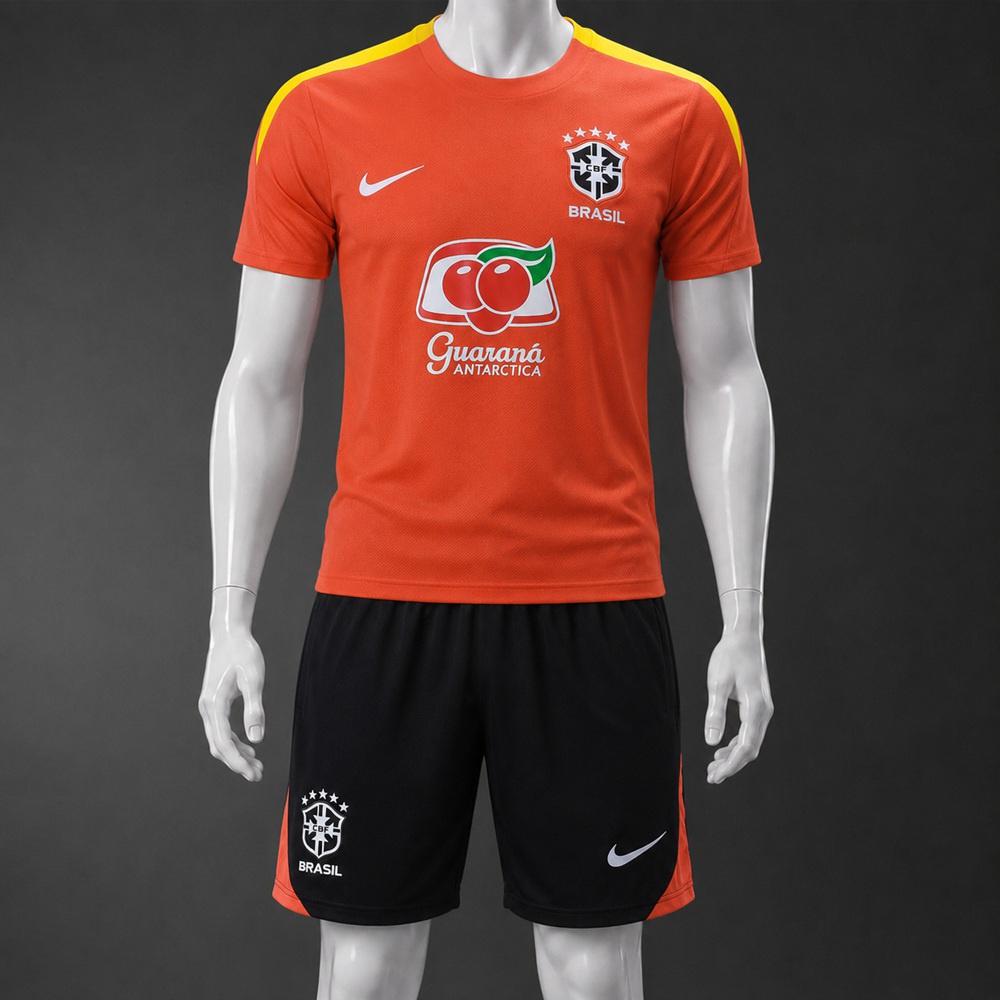 Brazil 25/26 Orange Black Short Sleeve Short Set