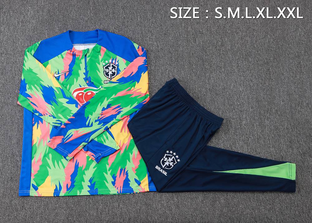 Brazil 26/27 Multi Printed Navy Half Zip Tracksuit Foto 2