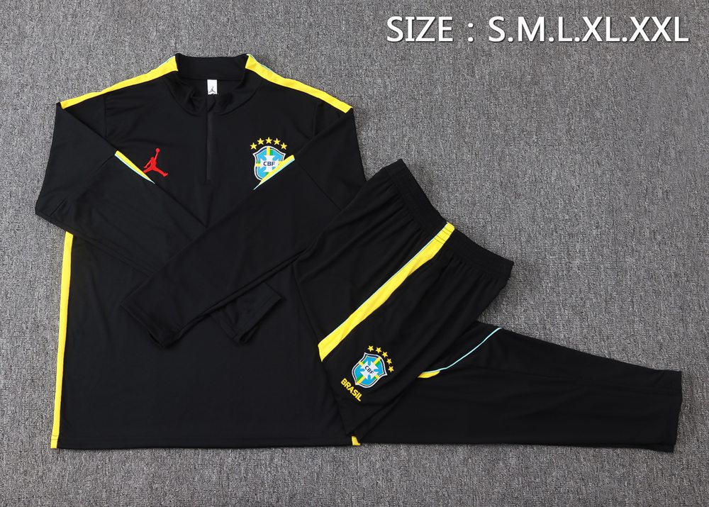 Brazil 26/27 Black Yellow Half Zip Tracksuit Foto 2