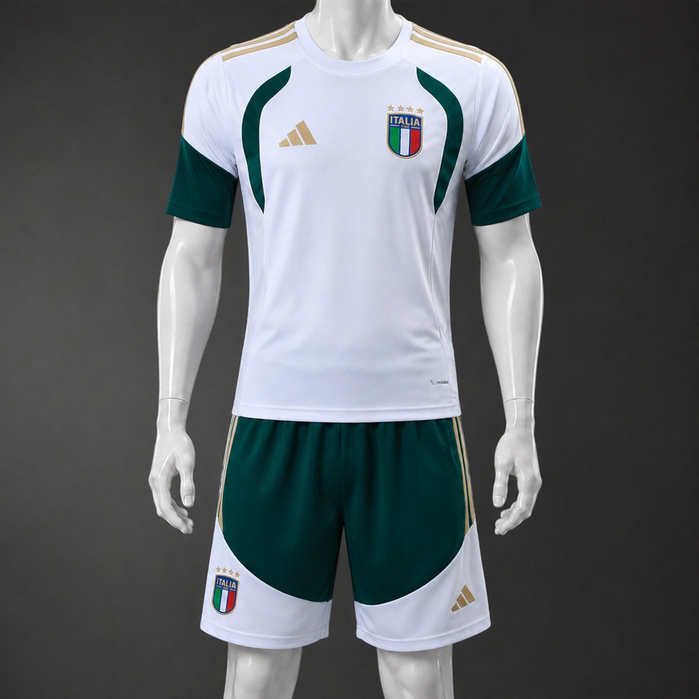 Italy 26/27 White Teal Short Sleeve Short Set