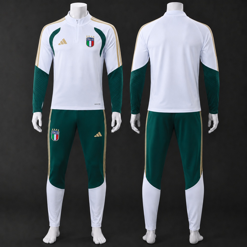 Italy 26/27 White Dark Green Half Zip Tracksuit