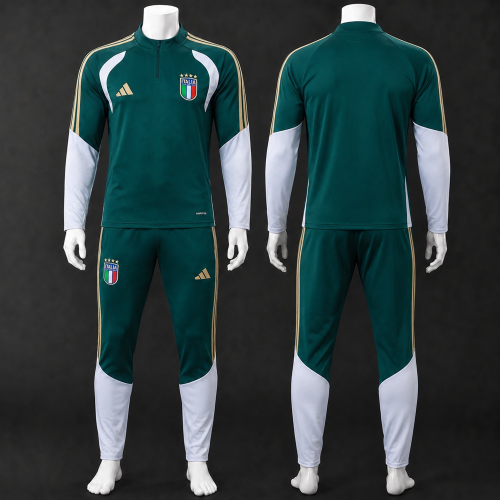Italy 26/27 Dark Green White Half Zip Tracksuit