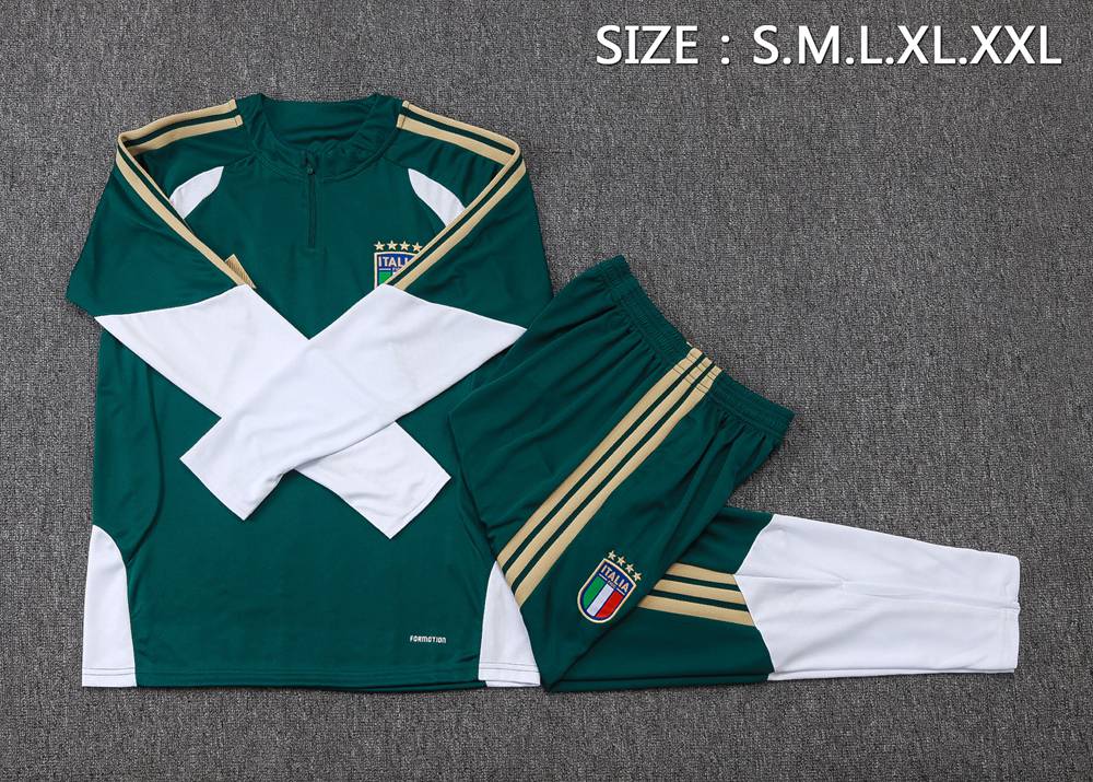 Italy 26/27 Dark Green White Half Zip Tracksuit Foto 2