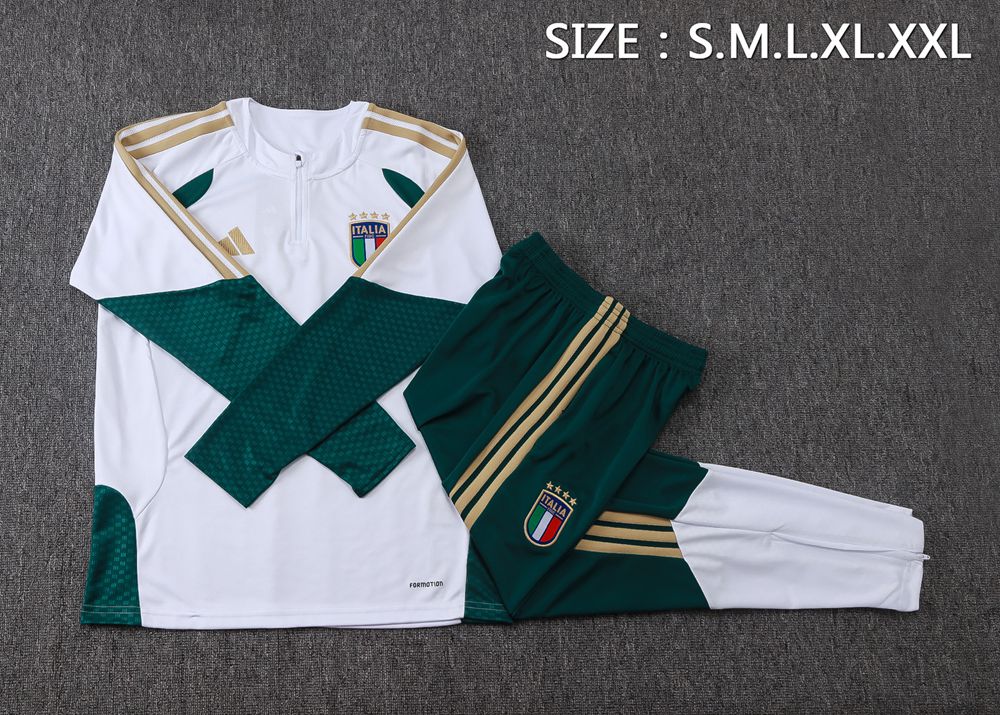 Italy 26/27 White Dark Green Half Zip Tracksuit Foto 2