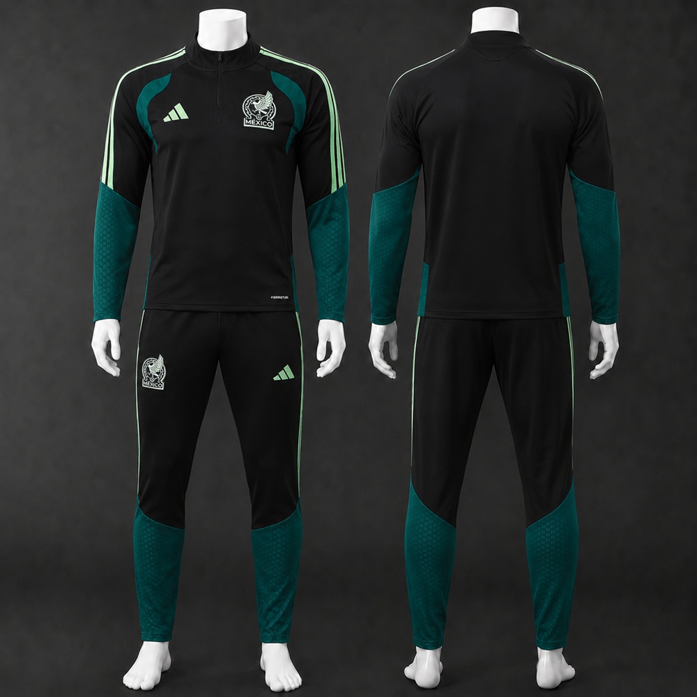 Mexico 26/27 Black Dark Green Half Zip Tracksuit Foto 2