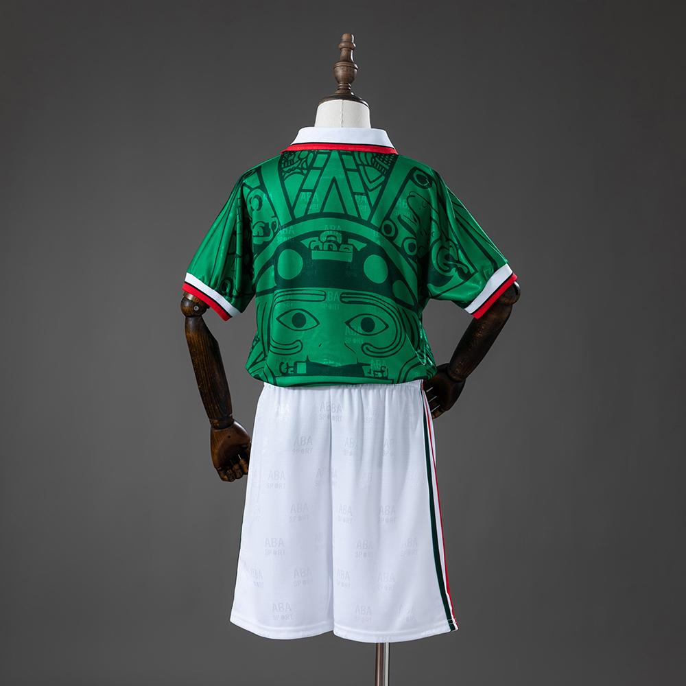 Mexico 1998 Home Retro Kids Kit Jersey Foto 2