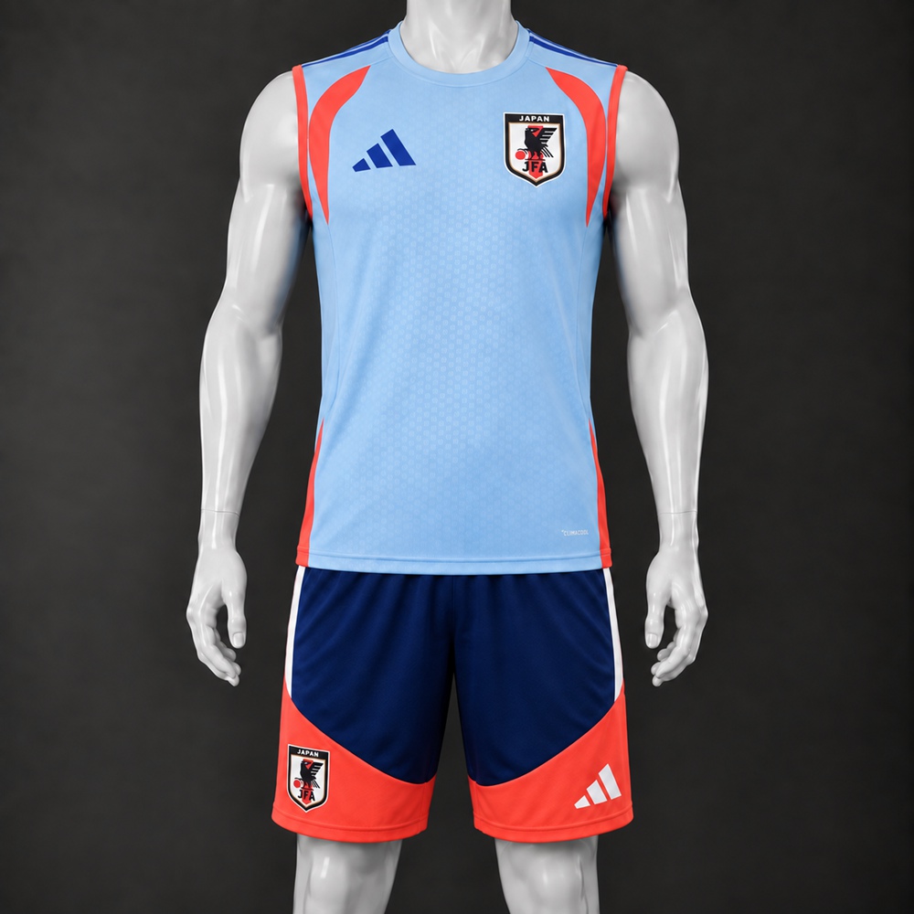 Japan 26/27 Light Blue Navy Blue Red Training Vest Set