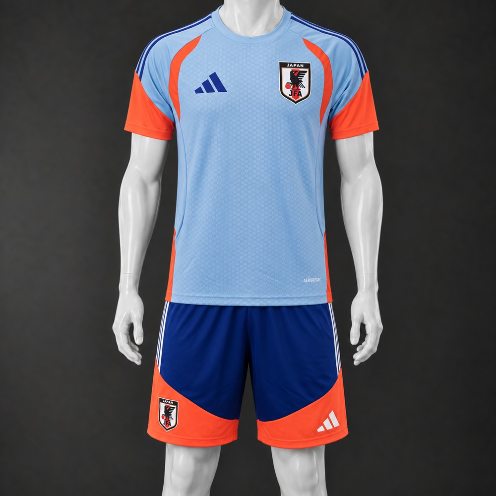 Japan 26/27 Light Blue Blue Orange Short-Sleeve Shorts Set
