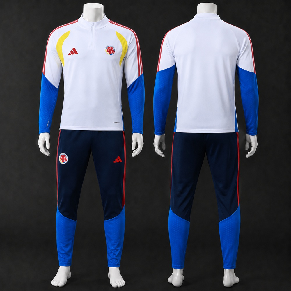 Colombia 26/27 White Navy Blue Half Zip Tracksuit