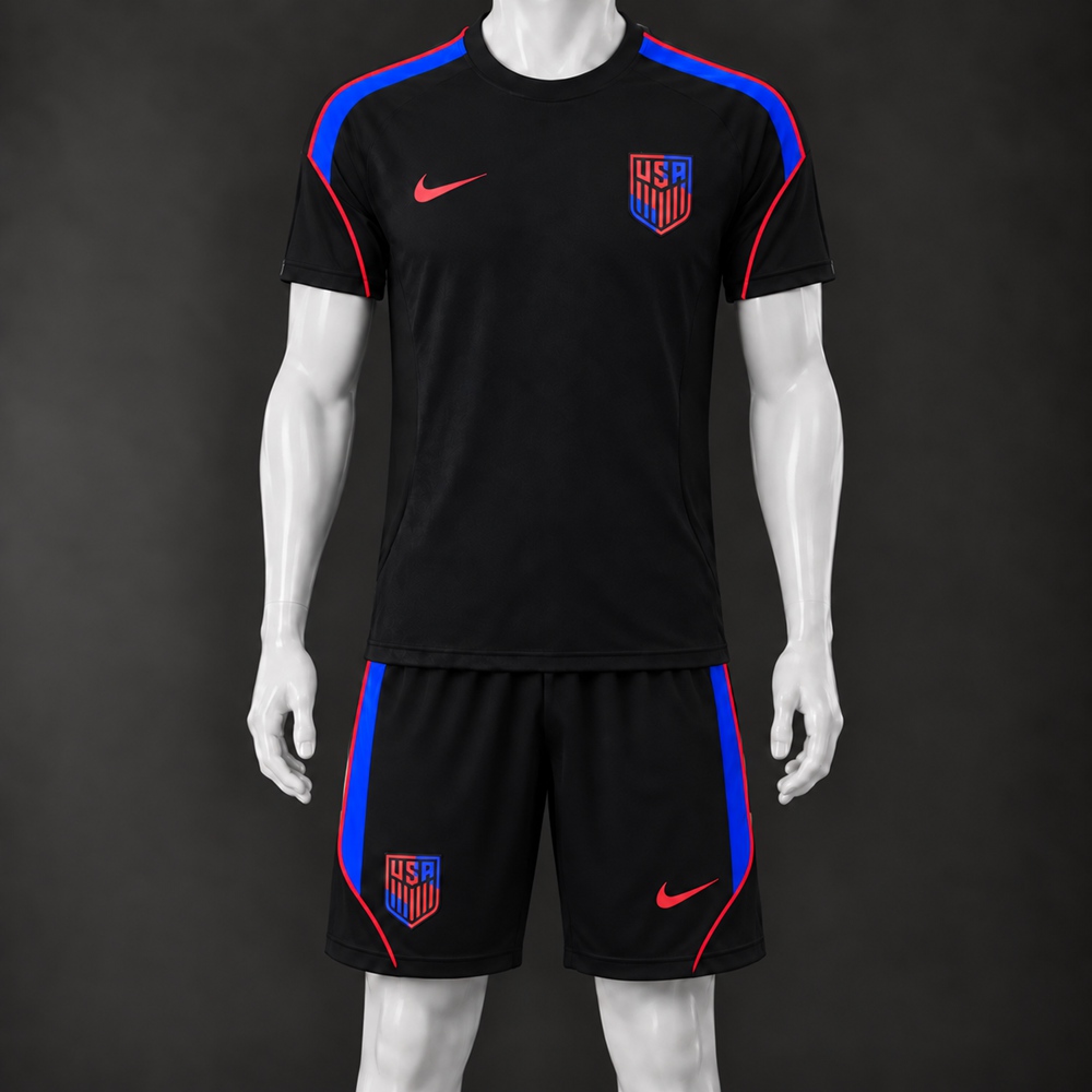 USA 26/27 Black Blue Red Short-Sleeve Shorts Set