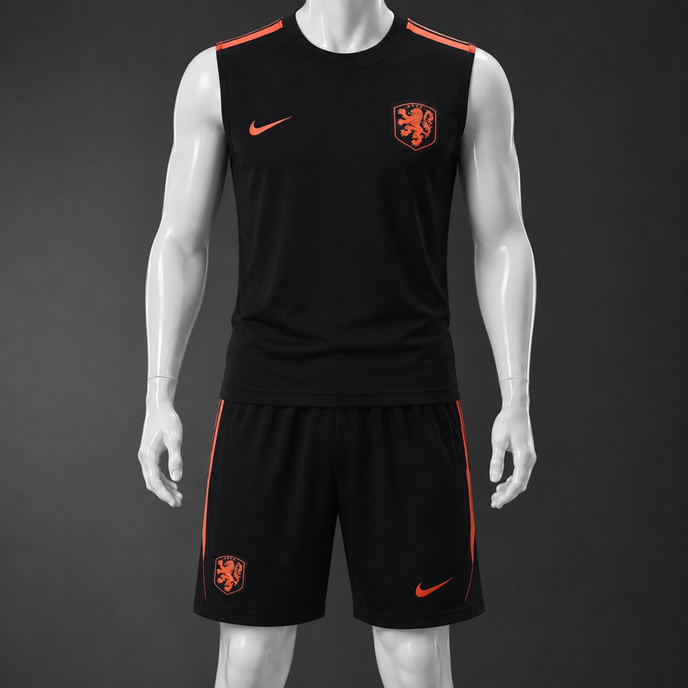Netherlands 26/27 Black Orange Training Vest kit