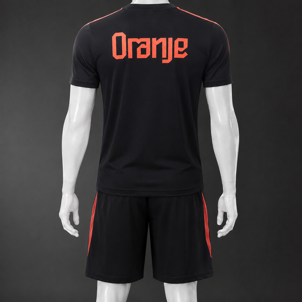 Netherlands 26/27 Black Orange Short Sleeve Short Set Foto 2