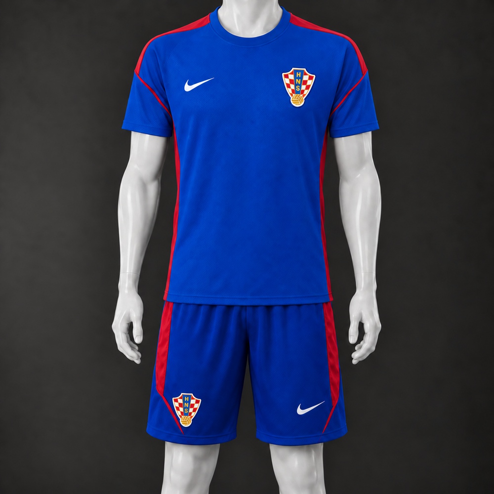 Croatia 26/27 Blue Red Short-Sleeve Shorts Set