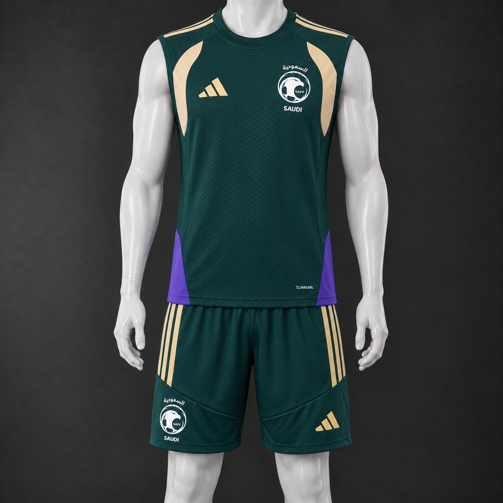Saudi Arabia 26/27 Green Gold Purple Training Vest Set