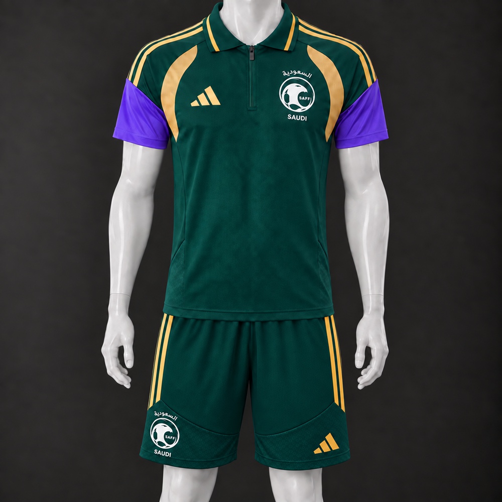 Saudi Arabia 26/27 Green Purple Polo Short Sleeve Short Set