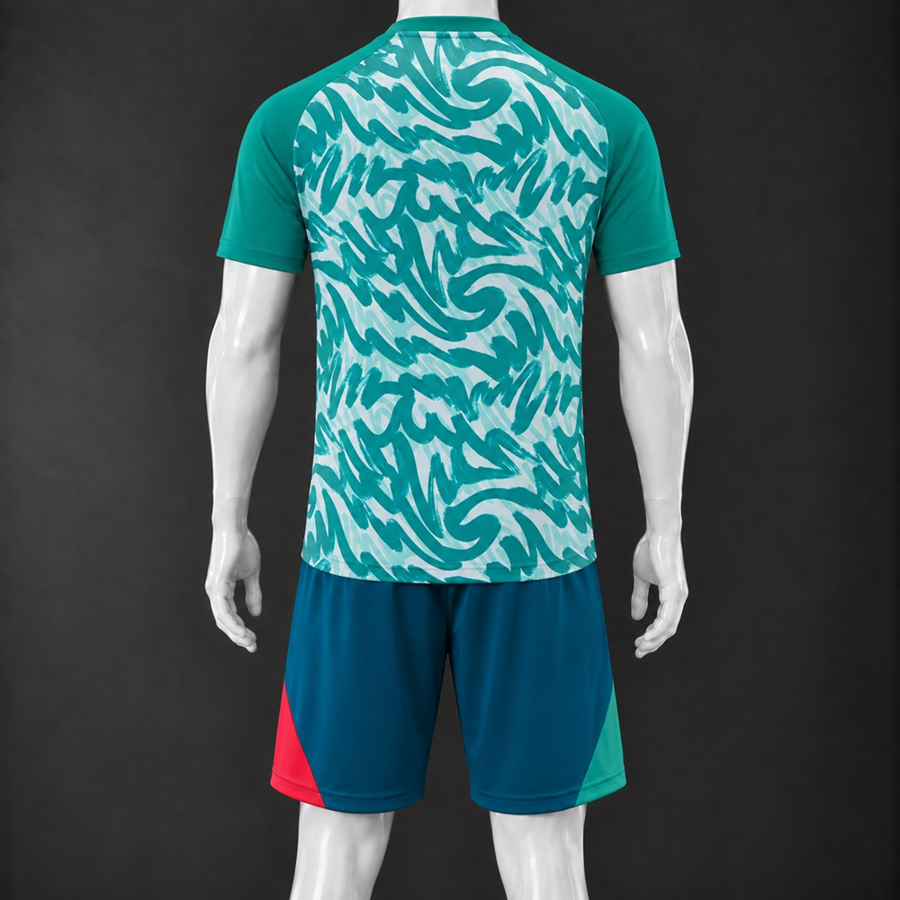 Portugal 26/27 Teal White Short-Sleeve Shorts Set Foto 2