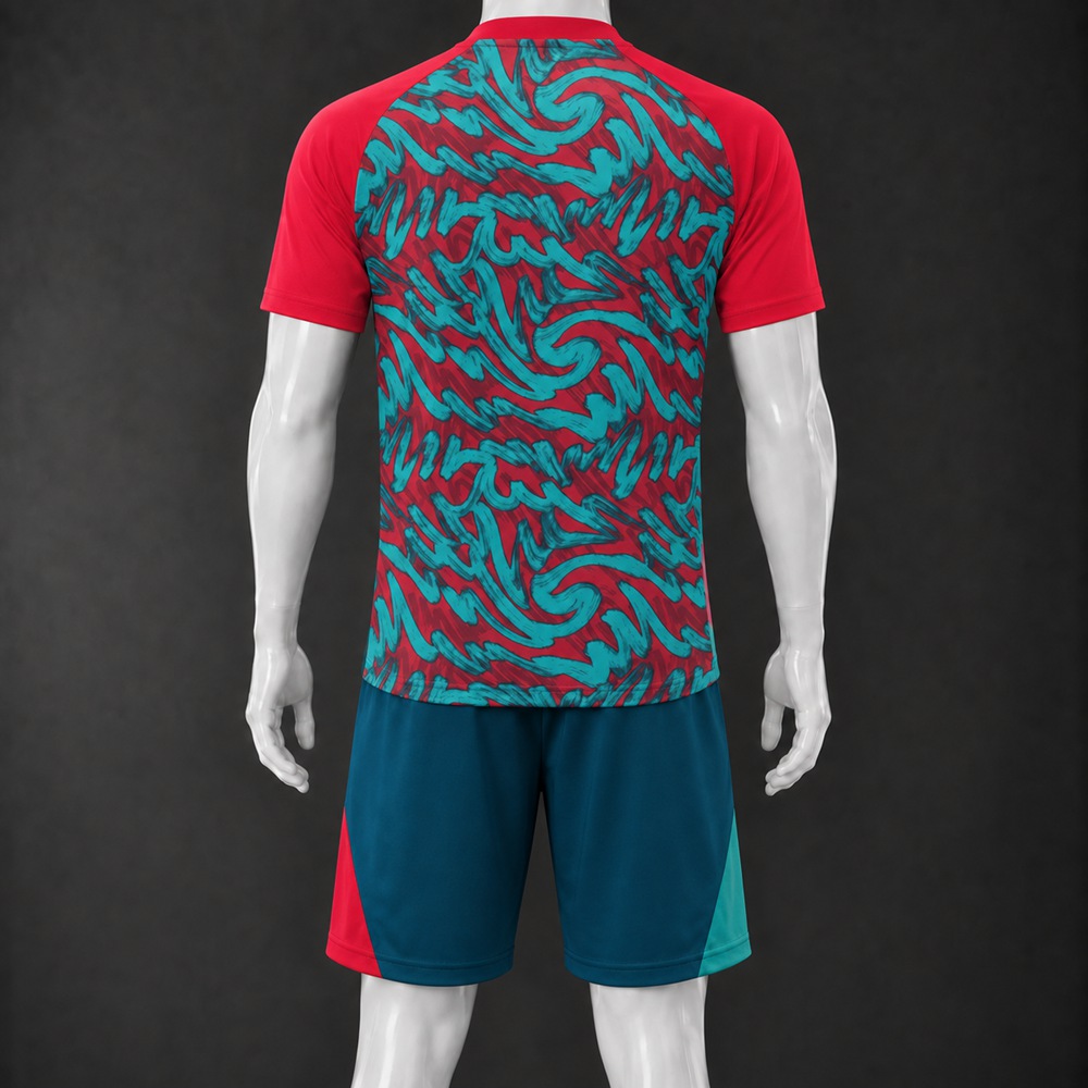 Portugal 26/27 Red Teal Short-Sleeve Shorts Set Foto 2