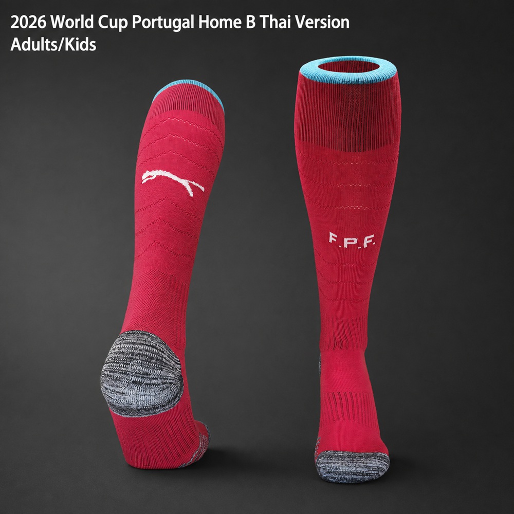 Portugal 2026 World Cup Home B Thai Version Adults-Kids Red Cyan