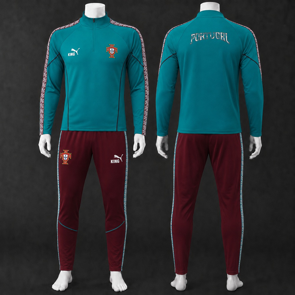Portugal 26/27 Teal Burgundy Half Zip Tracksuit