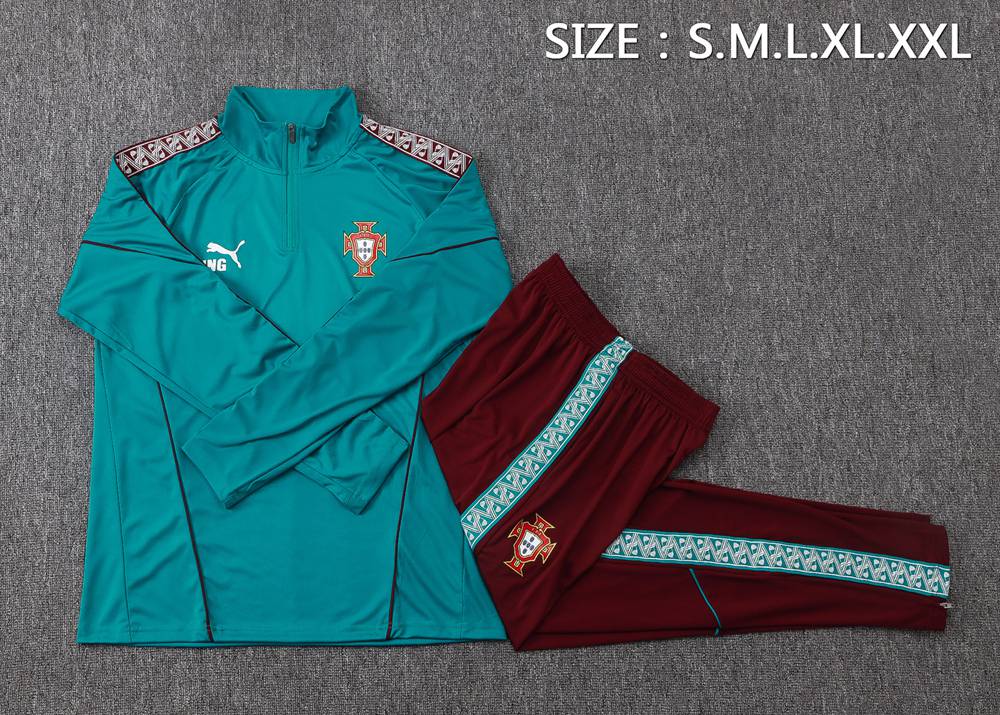 Portugal 26/27 Teal Burgundy Half Zip Tracksuit Foto 2