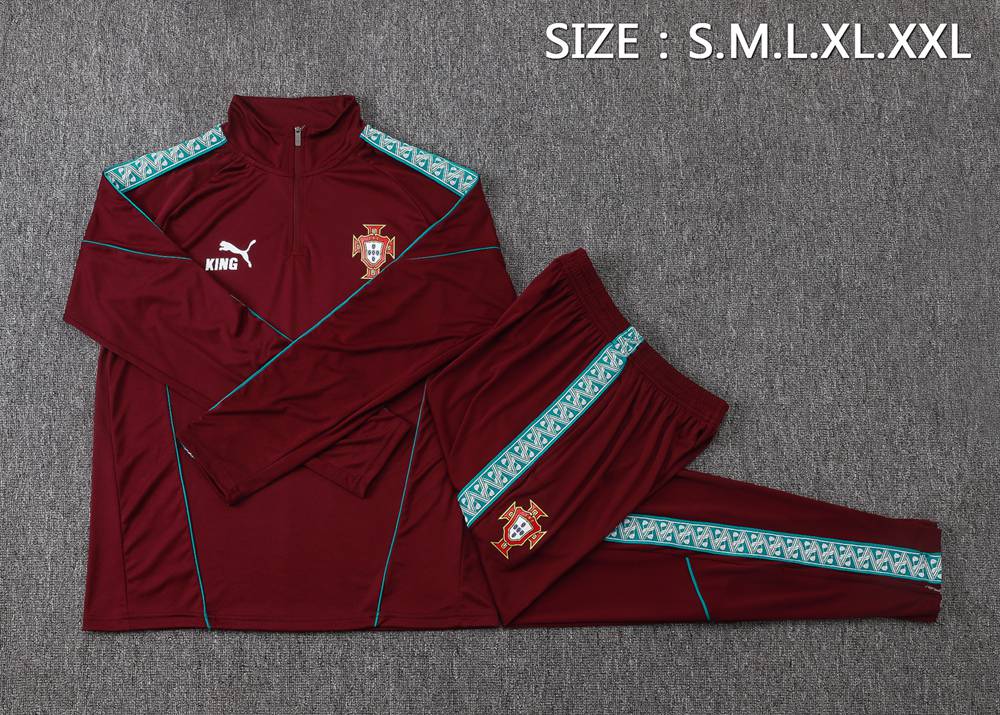 Portugal 26/27 Burgundy Teal Half Zip Tracksuit Foto 2