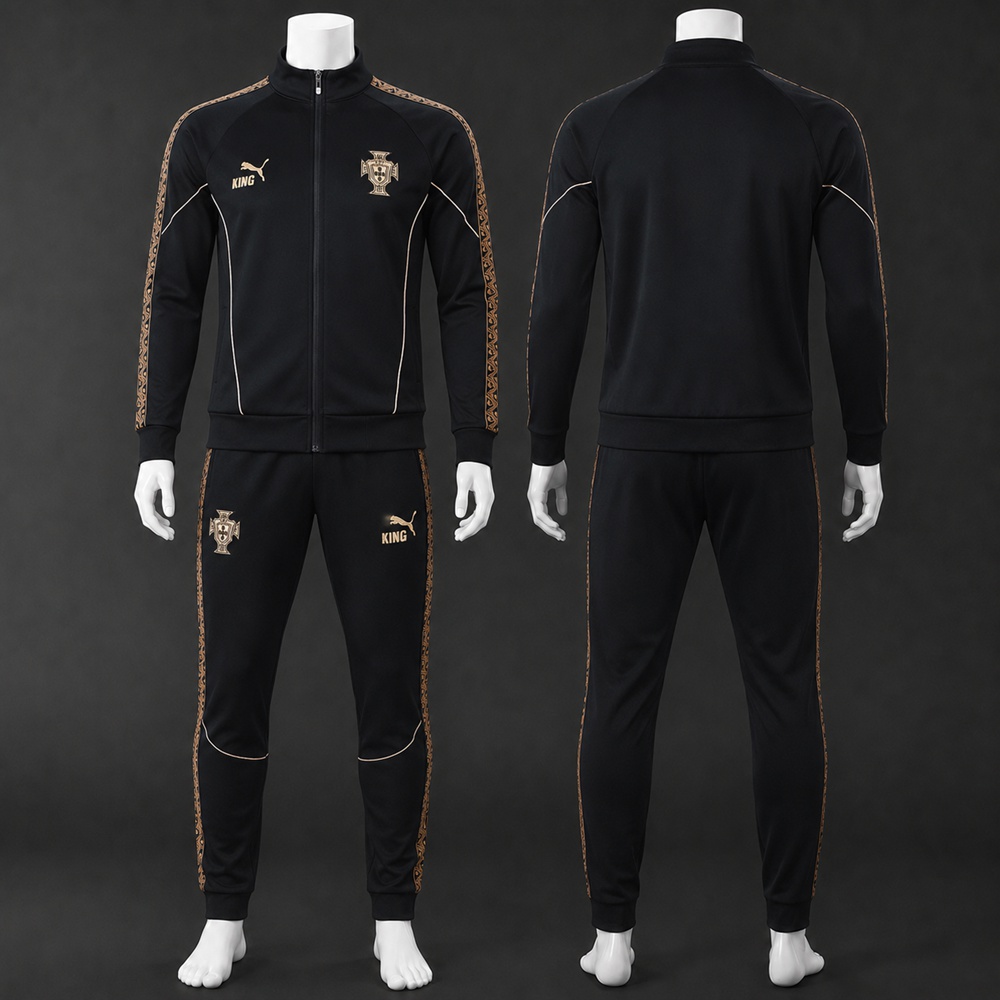 Portugal 26/27 Black Gold Retro Jacket Kit