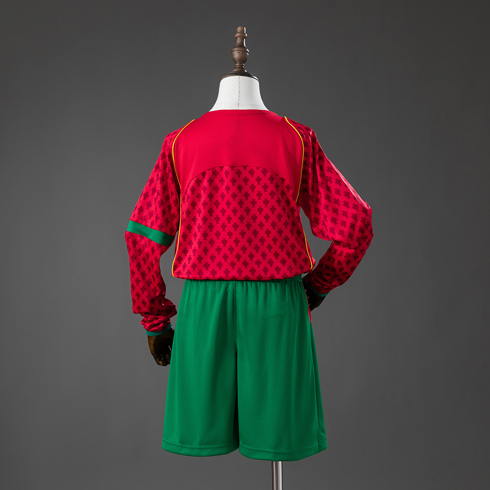 Portugal 2004 Home Retro Long Sleeve Kids Kit Jersey Foto 2