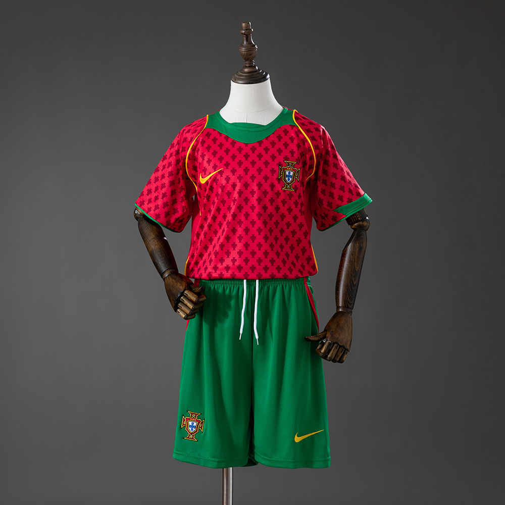 Portugal 2004 Home Retro Kids Kit Jersey