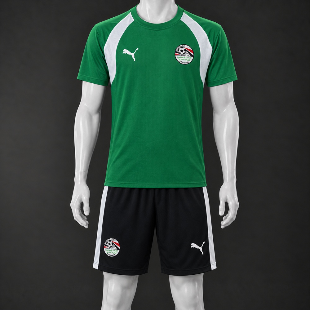 Egypt 26/27 green black white short-sleeve shorts set