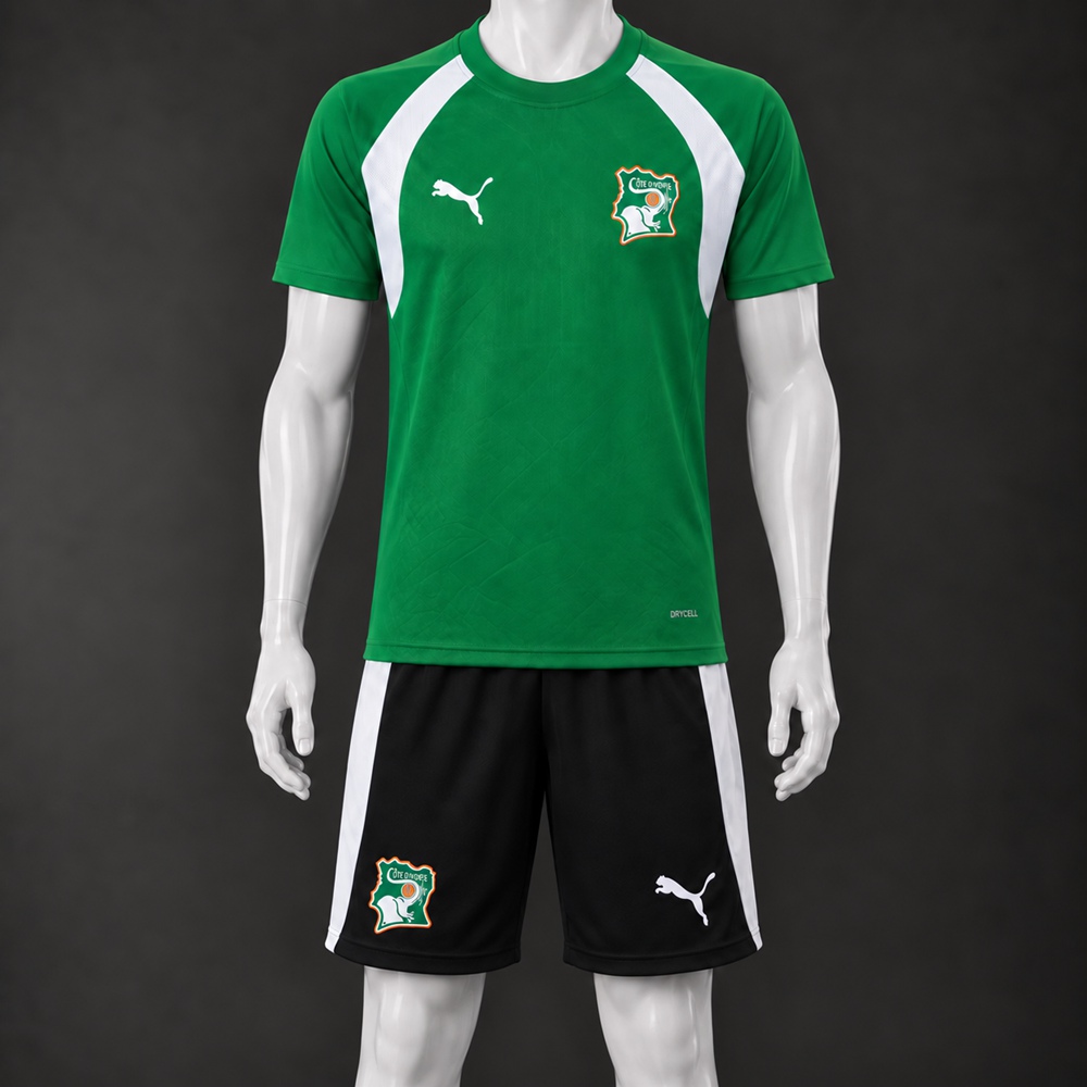 Ivory Coast 26/27 Green Black White Short-Sleeve Shorts Set