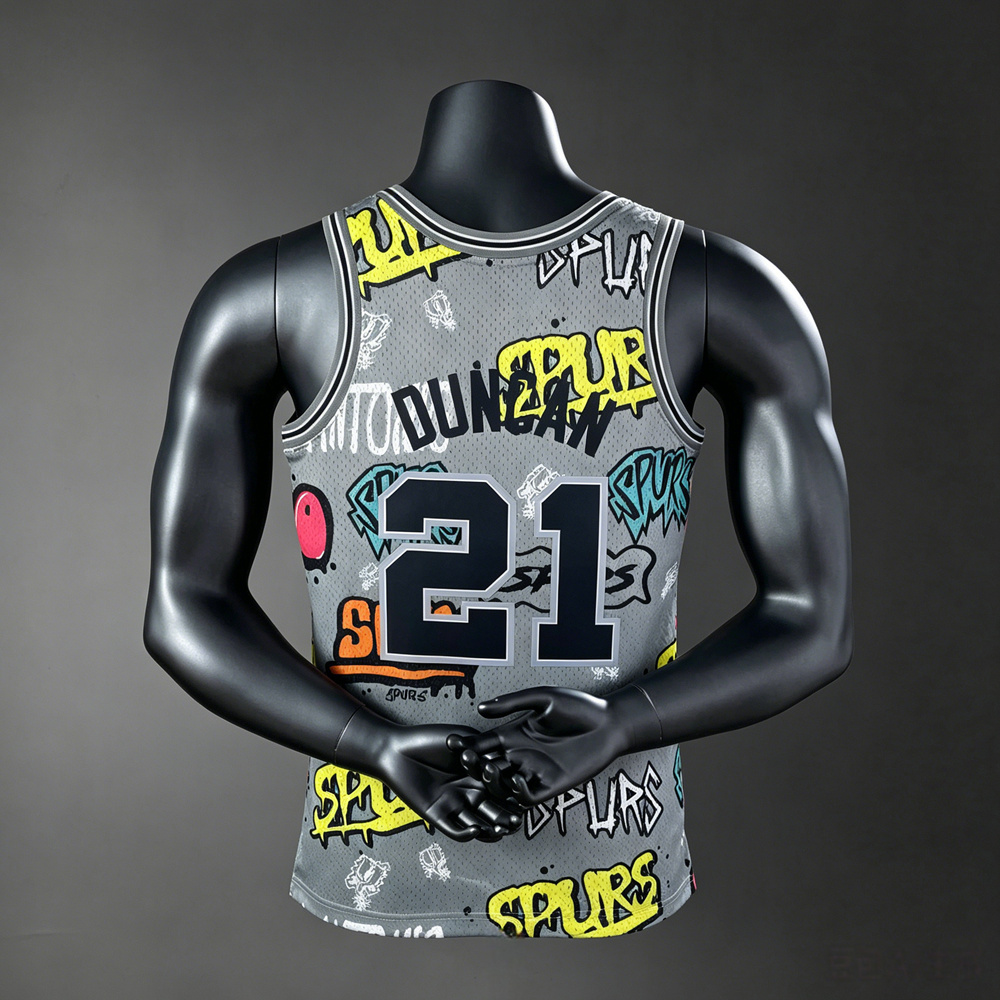 San Antonio Spurs Retro Edition Duncan #21 NBA Jersey Silk Version Foto 2