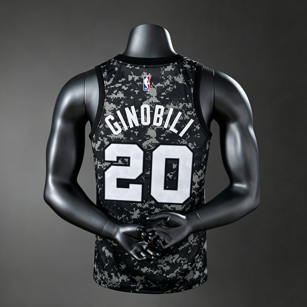 San Antonio Spurs City Edition Ginobili #20 NBA Jersey Silk Version Foto 2