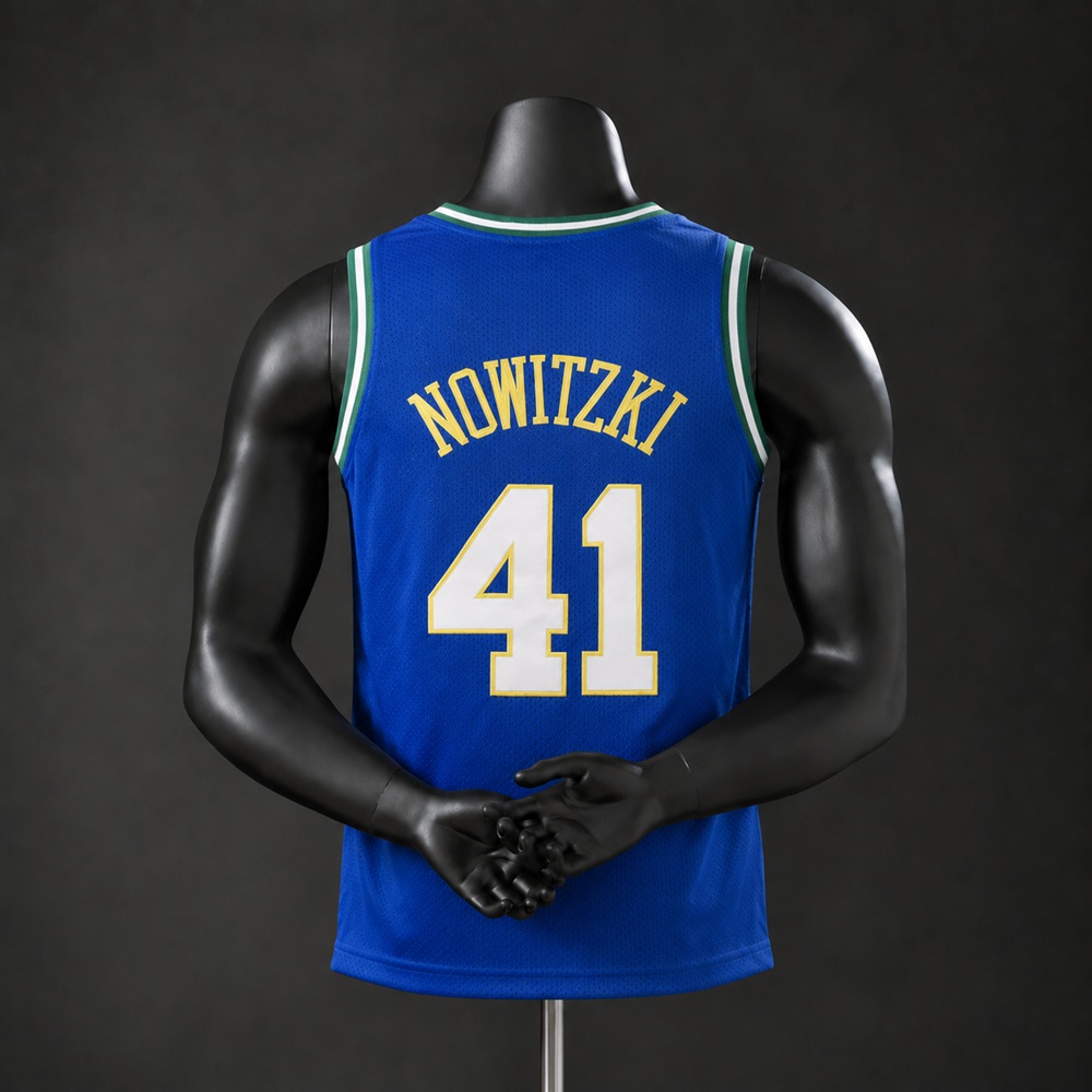 Dallas Mavericks Hardwood Classics Dirk Nowitzki #41 NBA Jersey Embroidered Version Foto 2