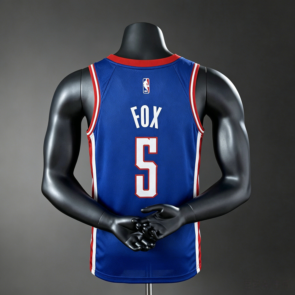 Sacramento Kings Classic Edition Fox #5 NBA Jersey Silk Version Foto 2