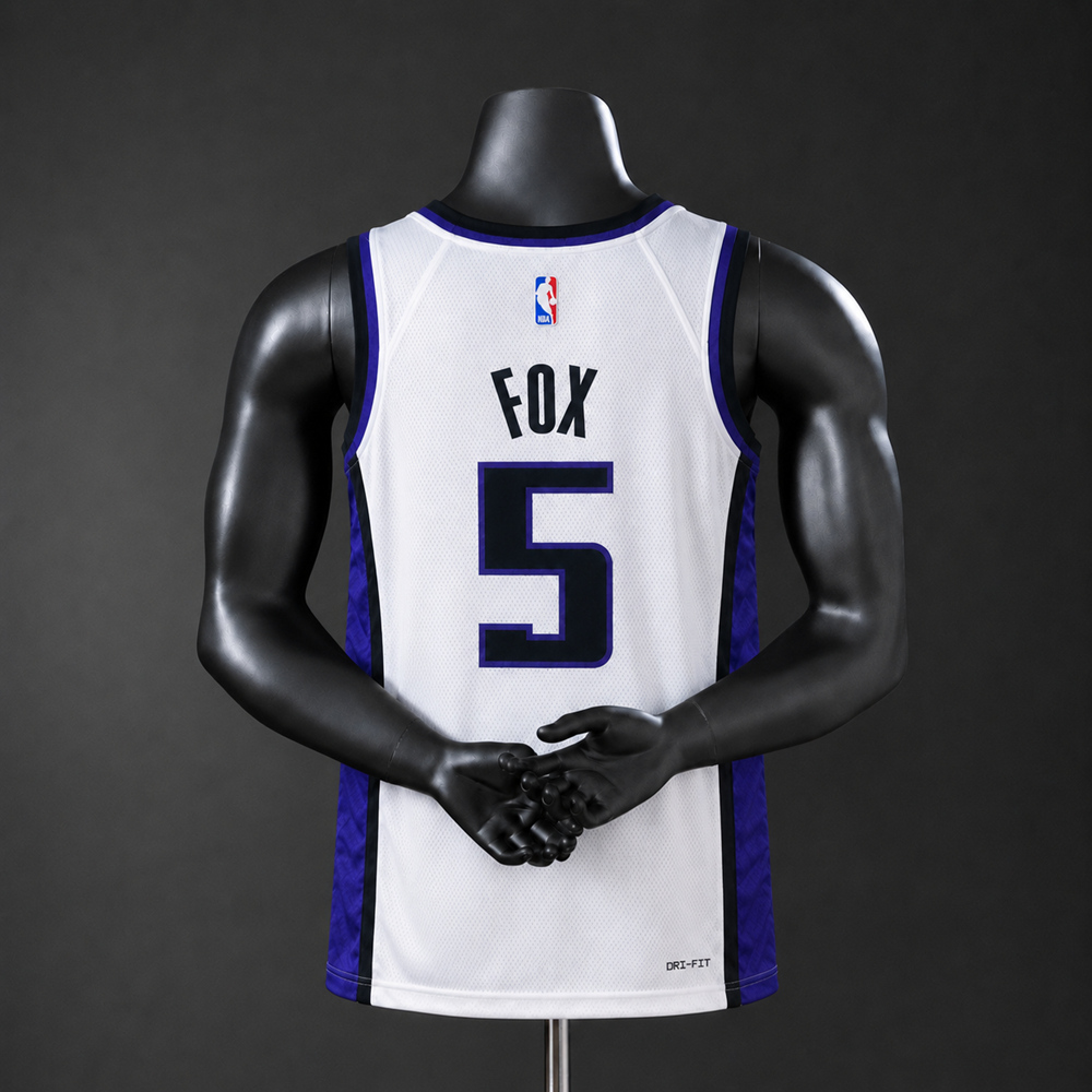 Sacramento Kings Association Edition Fox #5 NBA Jersey Silk Version Foto 2