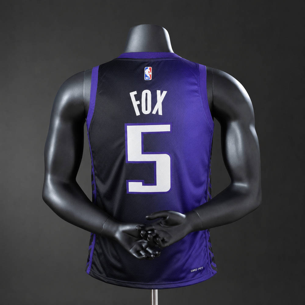 Sacramento Kings Statement Edition Fox #5 NBA Jersey Silk Version Foto 2