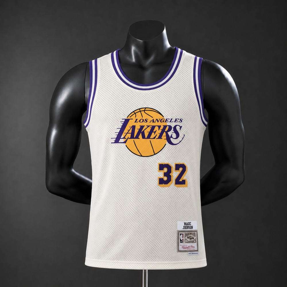Los Angeles Lakers Hardwood Classics Johnson #32 NBA Jersey Embroidered Version (1)