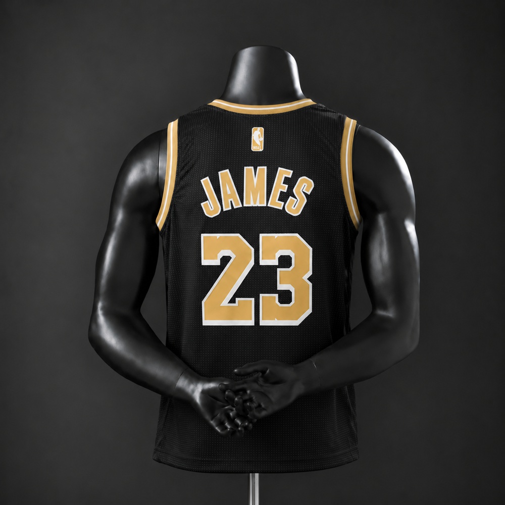 Los Angeles Lakers Black Edition James #23 NBA Jersey Embroidered Version Foto 2