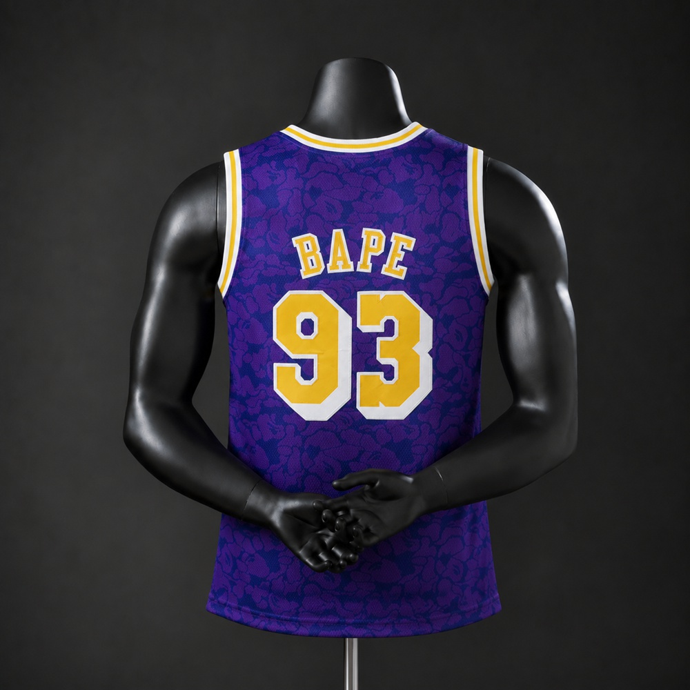 Los Angeles Lakers Hardwood Classics Edition BAPE #93 NBA Jersey Embroidered Version Foto 2