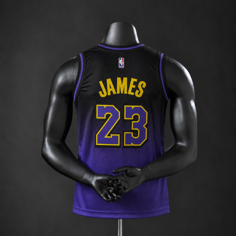 Los Angeles Lakers City Edition James #23 NBA Jersey Embroidered Version Foto 2