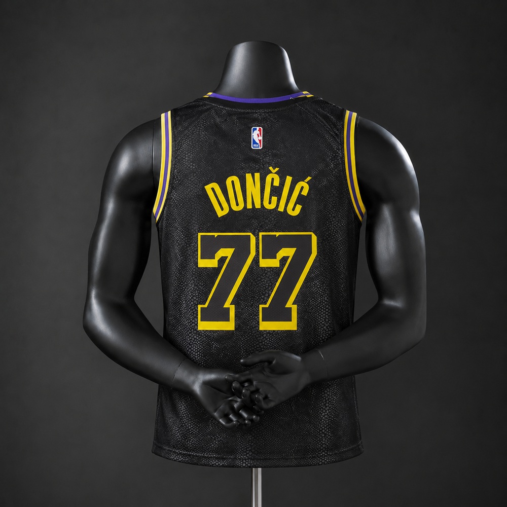 Los Angeles Lakers Black Mamba Edition Doncic #77 NBA Jersey Embroidered Version Foto 2